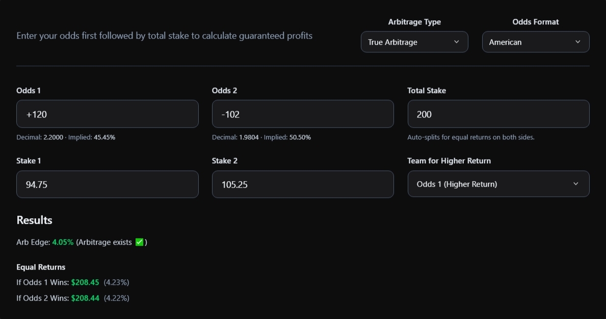 Arbitrage Calculator